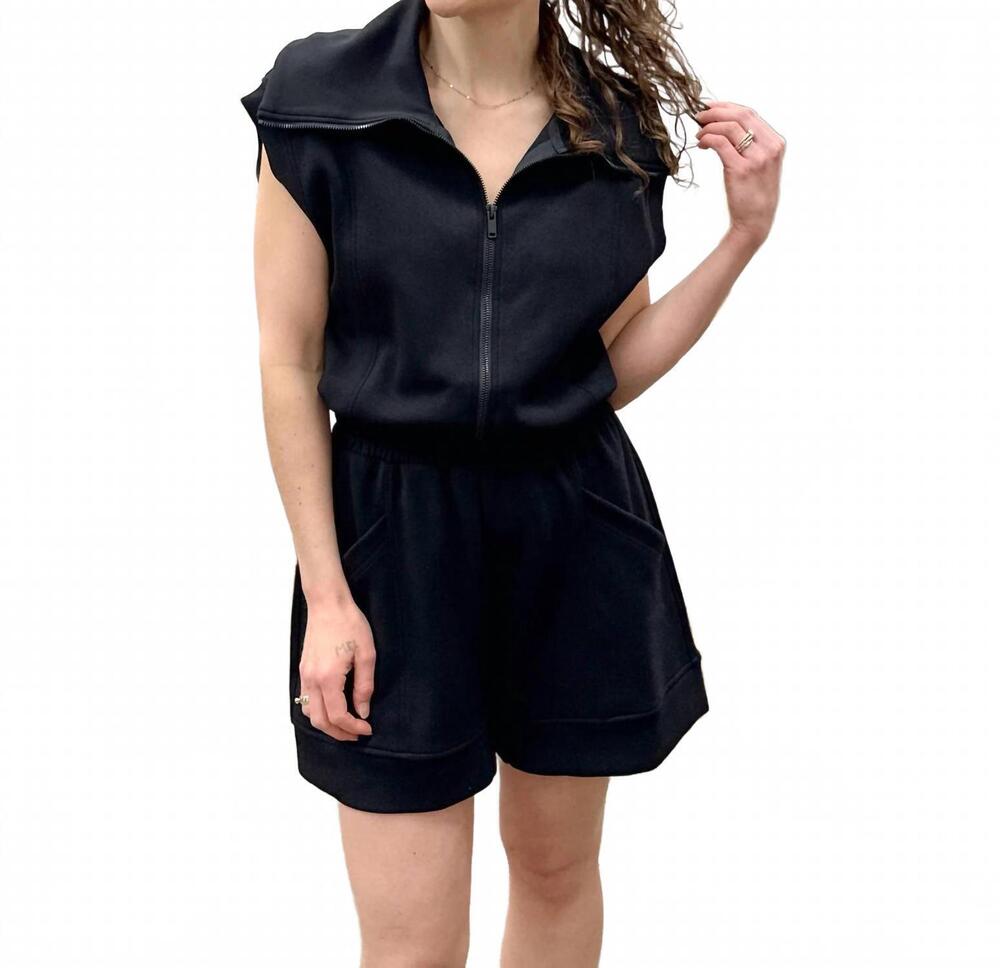 NEW RAE MODE luxe cap sleeve romper in black